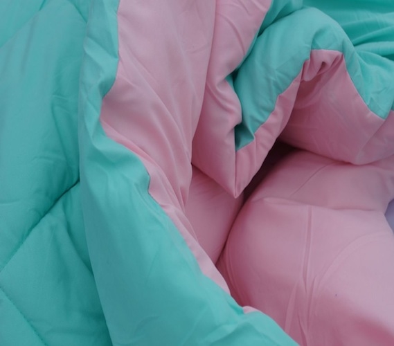 Minty Aqua/Calm Pink Reversible College Comforter - Twin XL