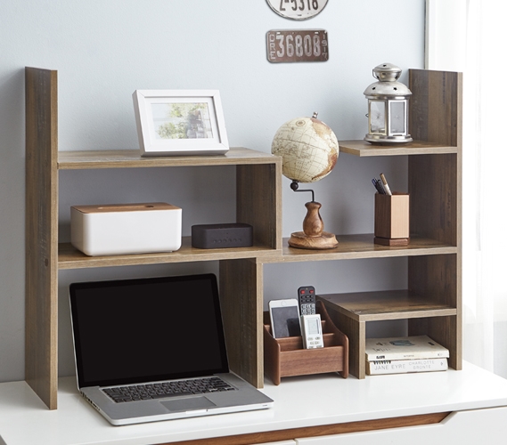 Yak About It Compact Adjustable Dorm Desk Bookshelf - Rustic