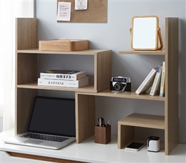 Yak About It Compact Adjustable Dorm Desk Bookshelf  Sonoma