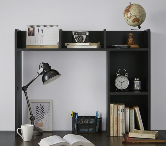 Classic Dorm Desk Bookshelf - Black