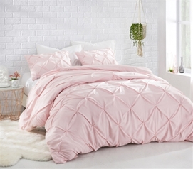 Rose Quartz Pin Tuck Full Comforter - Oversized Full XL Bedding