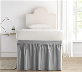 Dorm Sized Bed Skirt Panel with Ties  Alloy