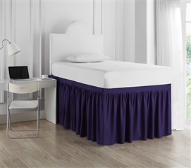 Dorm Sized Bed Skirt Panel with Ties  Purple Reign