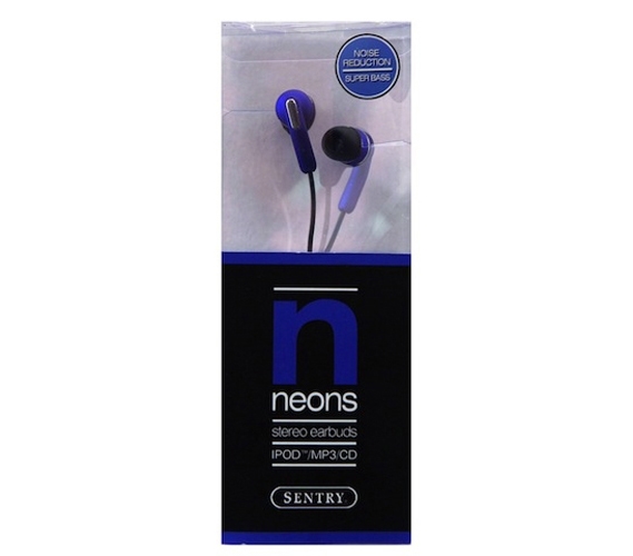 Neon iPod/MP3 Earbuds - Extra Bass & Noise Reduction