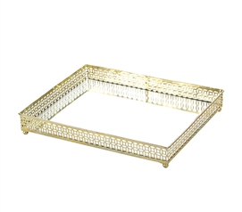 Egnazia - Gold Metal Mirror Tray - Large Rectangle Bright-Eyed Suzy