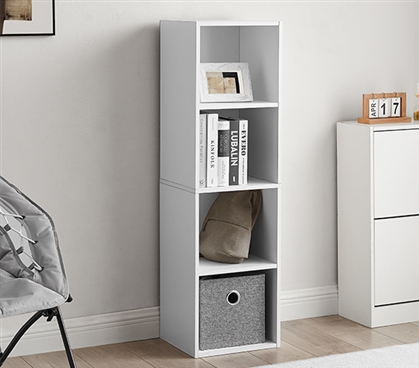 White Four Cube Organizer for Dorm Essentials Useful College Furniture ...