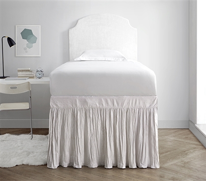 Neutral Dorm Room Bedding College Bed Skirt Panel with Ties Off White ...