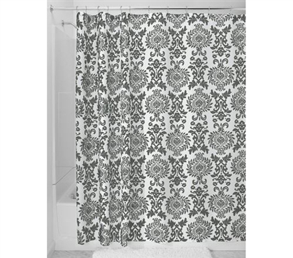 Charcoal Damask Shower Curtain, Charcoal Damask Curtains