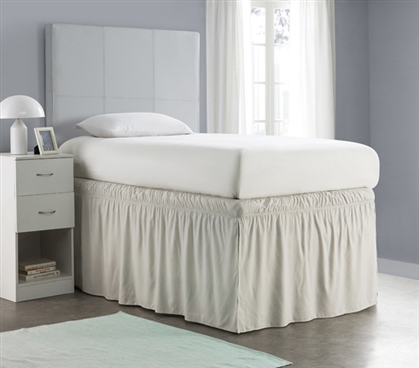 Dorm Length Bed Skirt Dust Ruffle Bedding for Dorm Wrap Around Bed ...