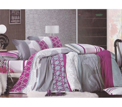 Sham Bedding Set Purple Grey White, Purple Dorm Bedding Twin Xl